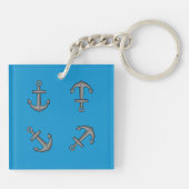 Cartoon Boat Anker Set Sleutelhanger (Achterkant)