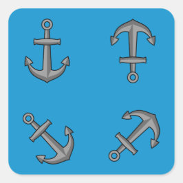 Cartoon Boat Anker Set Vierkante Sticker