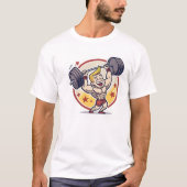 Cartoon Bodybuilder Mascot Illustratie T-shirt (Voorkant)