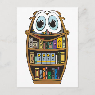 Cartoon boekenkast briefkaart