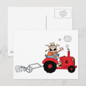 Cartoon boer die een rode trekker bestuurt briefkaart (Voorkant / Achterkant)