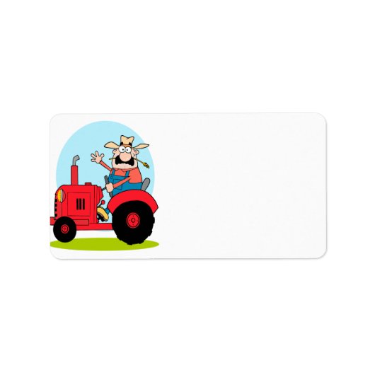 cartoon boer met een rode trekker etiket (Voorkant)