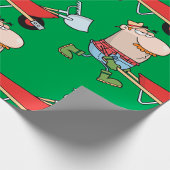 Cartoon boer met kruiwagen en gereedschap cadeaupapier