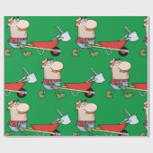 Cartoon boer met kruiwagen en gereedschap cadeaupapier (Vlak)