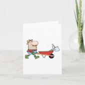 Cartoon boer met kruiwagen en gereedschap kaart (Voorkant)