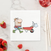 Cartoon boer met kruiwagen en gereedschap servet (Insitu)