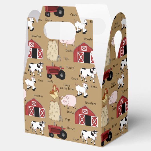 Cartoon Boerderij patroon Gable-gunstig vak Bedankdoosjes (Geopend)