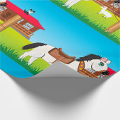 Cartoon Boerderij Scene met Paard Kat en Geit Cadeaupapier