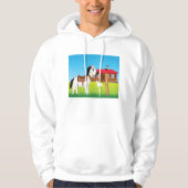 Cartoon Boerderij Scene met Paard Kat en Geit Hoodie (Voorkant)