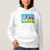 Cartoon Boerderij Scene met Paard Kat en Geit Hoodie (Voorkant)