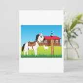 Cartoon Boerderij Scene met Paard Kat en Geit Kaart (Staand voorkant)