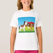Cartoon Boerderij Scene met Paard Kat en Geit T-shirt (Voorkant)