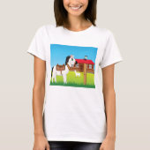 Cartoon Boerderij Scene met Paard Kat en Geit T-shirt (Voorkant)