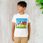 Cartoon Boerderij Scene met Paard Kat en Geit T-shirt