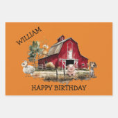 Cartoon boerderijdieren. Bewerkbaar x 3 Inpakpapier Vel (Voorkant 3)