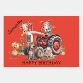 Cartoon boerderijdieren. Bewerkbaar x 3 Inpakpapier Vel (Voorkant 2)