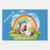 Cartoon boerderijdieren. Bewerkbaar x 3 Inpakpapier Vel (Voorkant)