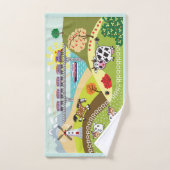 cartoon boerderijdieren op het platteland bad handdoek (Handdoek)