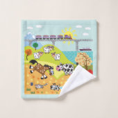 cartoon boerderijdieren op het platteland bad handdoek (Wasdoekje)