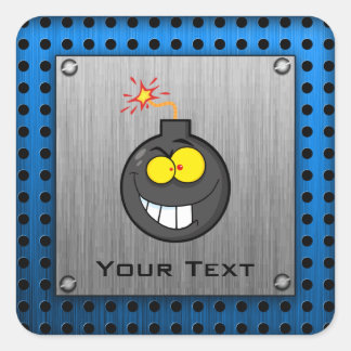 Cartoon Bomb; Metal-look Vierkante Sticker