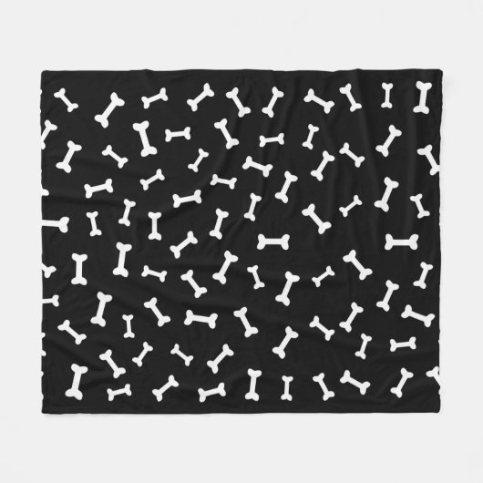 Cartoon Bone Pattern On Black Fleece Deken (Voorkant (Horizontaal))