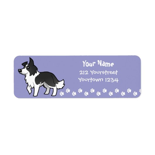 Cartoon Border Collie Etiket (Voorkant)