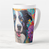 Cartoon Border Collie in een Garden Latte Mok (Rechterhoek)