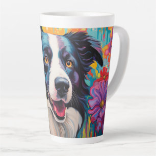 Cartoon Border Collie in een Garden Latte Mok