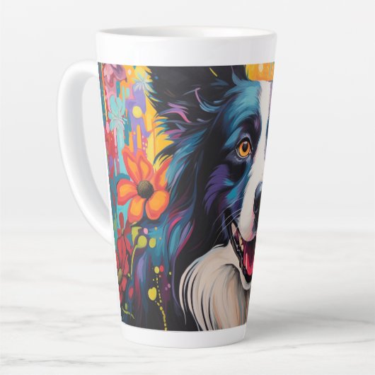 Cartoon Border Collie in een Garden Latte Mok (Linkerhoek)