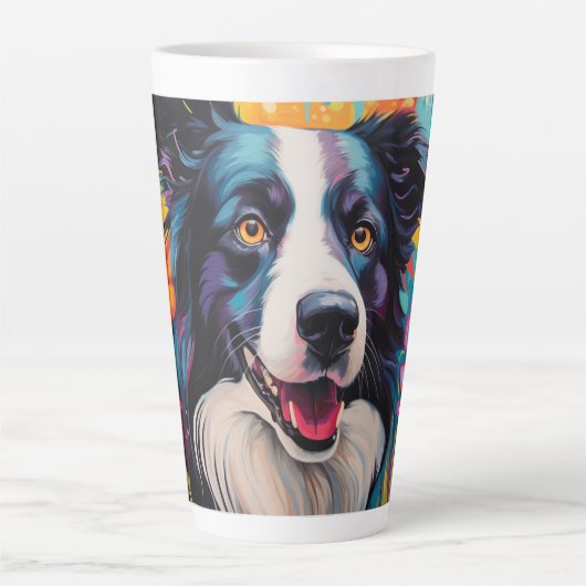 Cartoon Border Collie in een Garden Latte Mok (Voorkant)