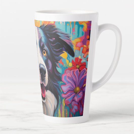 Cartoon Border Collie in een Garden Latte Mok (Rechts)