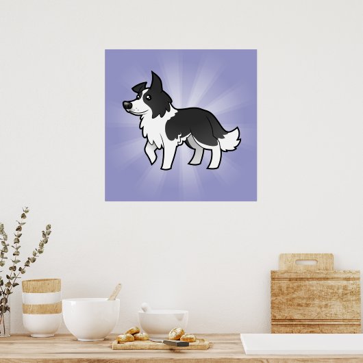 Cartoon Border Collie Poster (Keuken)