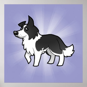 Cartoon Border Collie Poster