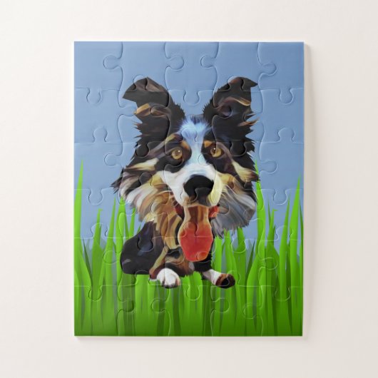 Cartoon Border Collie Puzzel voor Kinderen (Verticaal)