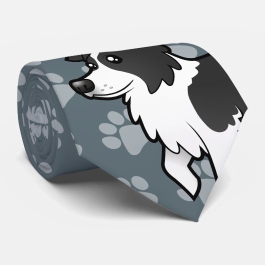 Cartoon Border Collie Stropdas (Opgerold)