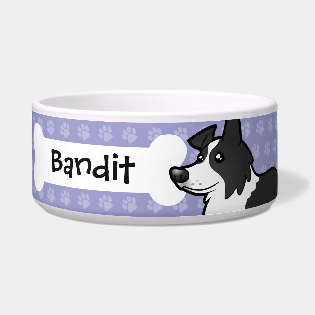 Cartoon Border Collie Voerbakje (Voorkant)