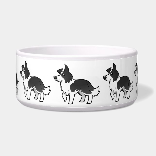 Cartoon Border Collie Voerbakje (Voorkant)
