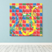 Cartoon-bordspel voor slangen en ladders canvas afdruk (Insitu (Houten vloer))
