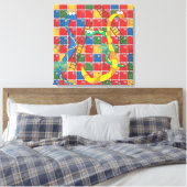 Cartoon-bordspel voor slangen en ladders canvas afdruk (Insitu (Slaapkamer))