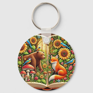 🌻 Cartoon bosdieren natuur sleutelhanger cadeau