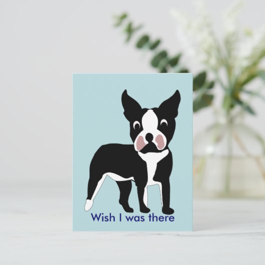 Cartoon Boston Terrier Briefkaart (Staand voorkant)