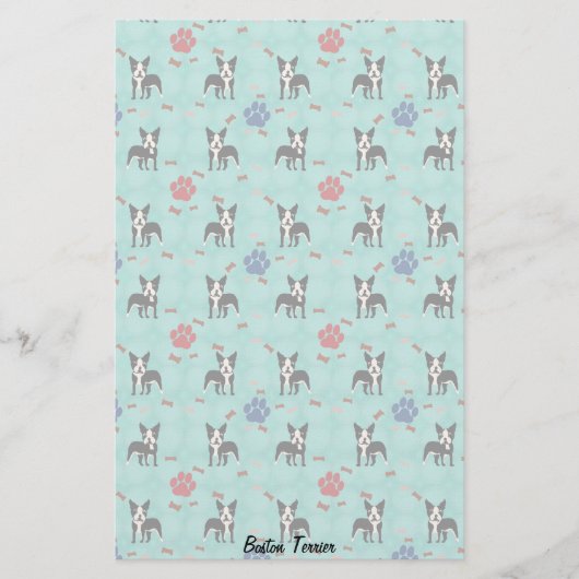Cartoon Boston Terrier Briefpapier (Voorkant)