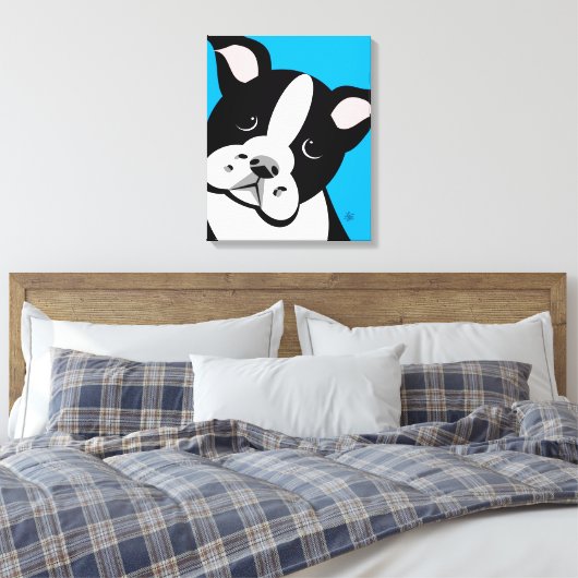 Cartoon Boston Terrier Canvas Print (Insitu (Slaapkamer))