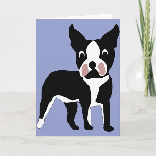 Cartoon Boston Terrier Card Bedankkaart (Voorkant)