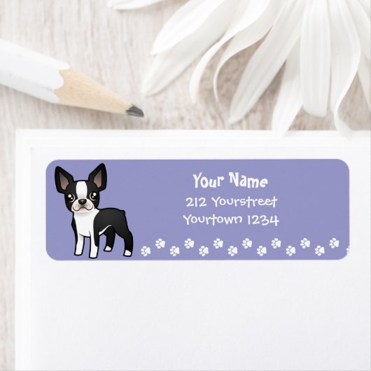 Cartoon Boston Terrier Etiket (Insitu)