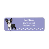 Cartoon Boston Terrier Etiket (Voorkant)