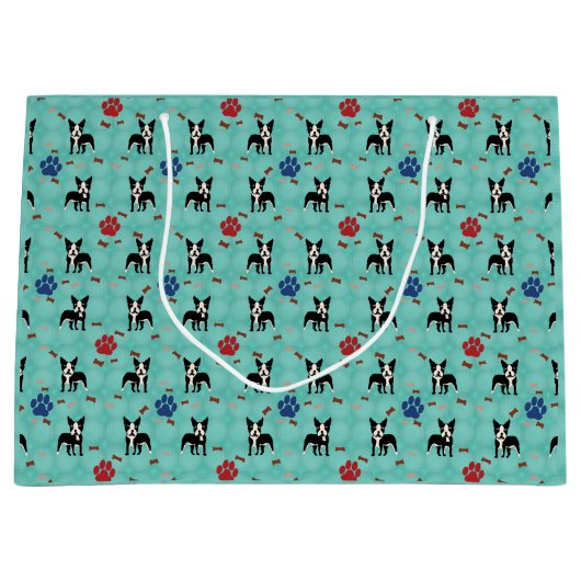 Cartoon Boston Terrier Large Cadeautasje (Voorkant)