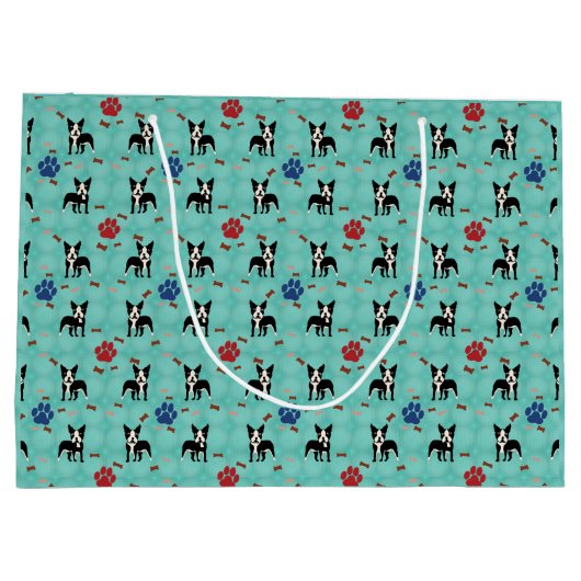 Cartoon Boston Terrier Large Cadeautasje (Achterkant)