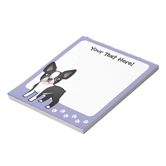 Cartoon Boston Terrier Notitieblok (Linkerzijde)