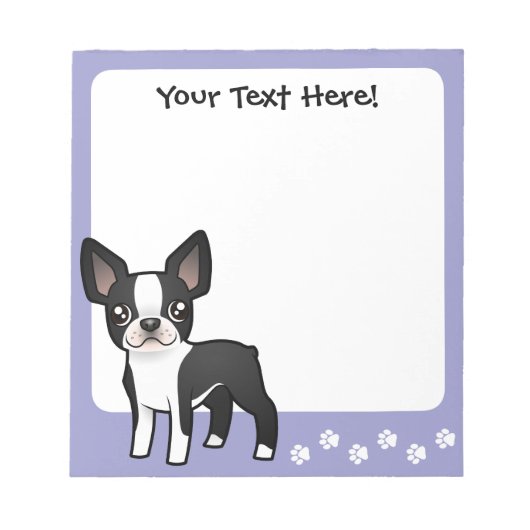 Cartoon Boston Terrier Notitieblok (Voorkant)